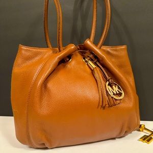Michael Kors Saddle Tan Leather Drawstring Shoulder Bag/Bucket Bag/Hobo